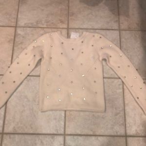 Cashmere winter white ribbed stone embellished sweater new with tags dice XS